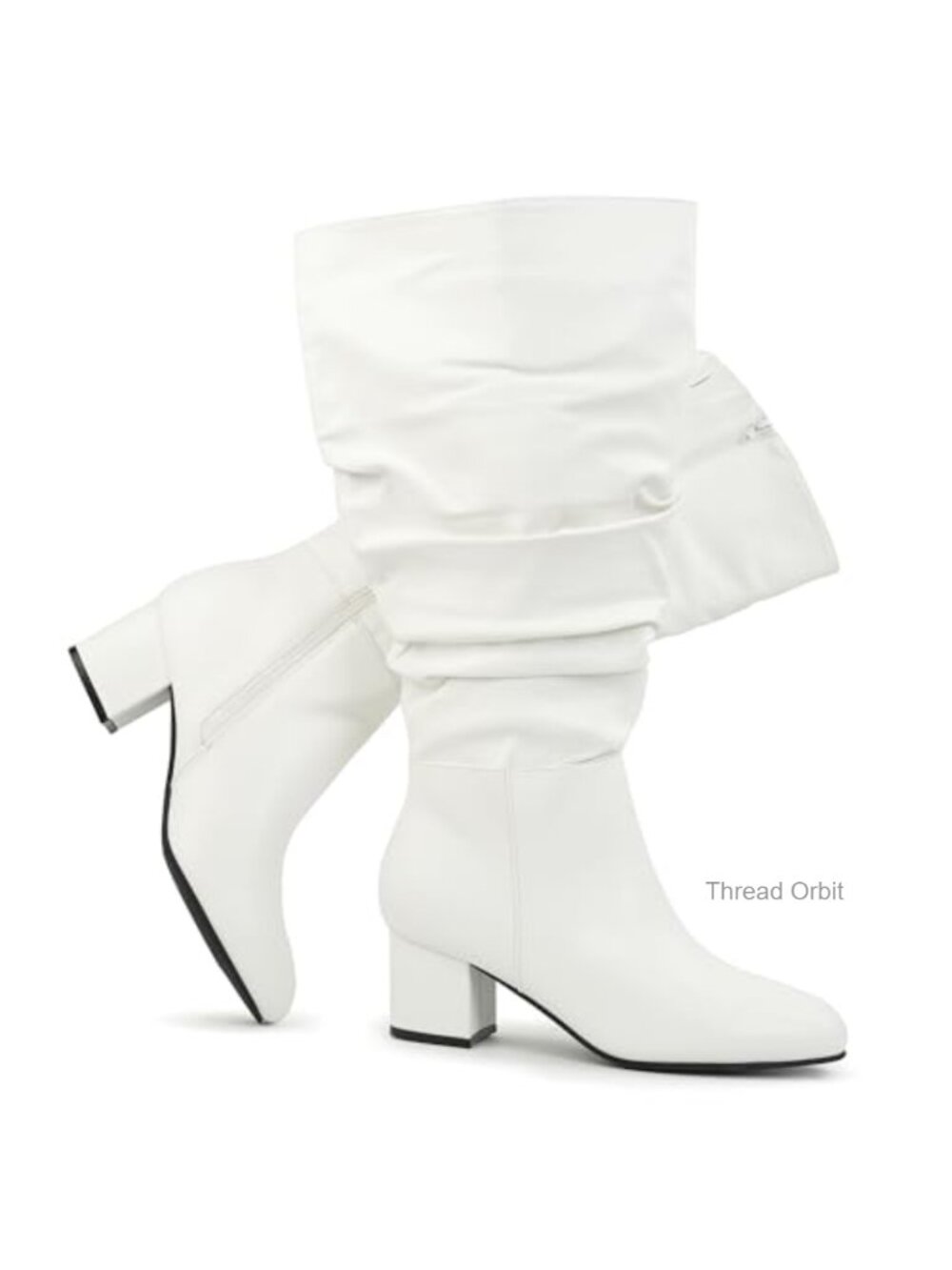 Women's Extra Wide Calf Slouchy Suede Boots With Block Heel Knee High